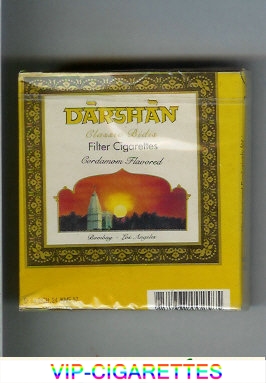 Darshan Classic Bidis Cordamom Flavored cigarettes wide flat hard box