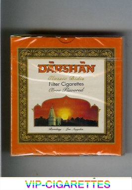 Darshan Classic Bidis Clove Flavored cigarettes wide flat hard box