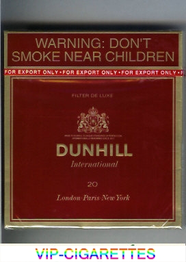 Dunhill Filter De Luxe International 20 100s cigarettes wide flat hard box