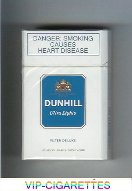 Dunhill Ultra Lights Filter De Luxe white and blue cigarettes hard box