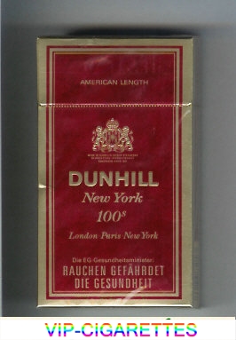 Dunhill New York 100s cigarettes hard box