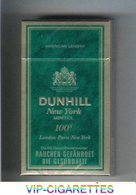 Dunhill New York Menthol 100s cigarettes hard box