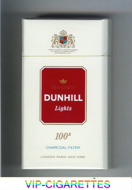 Dunhill Lights Charcoal Filter 100s white and red cigarettes hard box