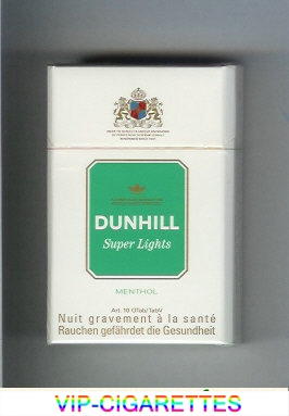 Dunhill Super Lights Menthol white and green cigarettes hard box