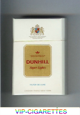 Dunhill Super Lights Filter De Luxe white and gold cigarettes hard box