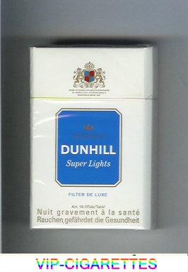 Dunhill Super Lights Filter De Luxe white and blue cigarettes hard box