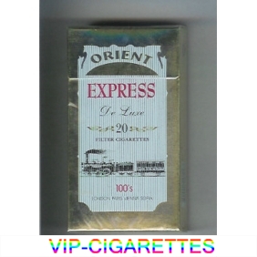 Express Orient De Luxe 100s cigarettes light blue and gold hard box