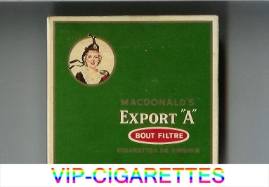 Export 'A' Macdonald's Bout Filtre green cigarettes wide flat hard box