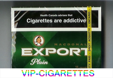 Export Macdonald Plain 25s cigarettes green wide flat hard box