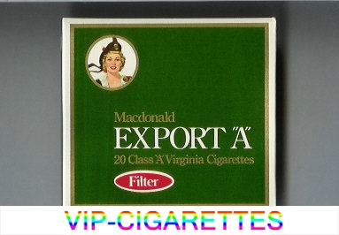 Export 'A' Macdonald Filter green cigarettes wide flat hard box