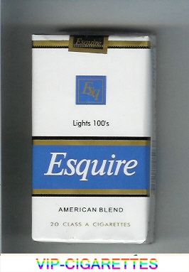 Esquire Lights 100s cigarettes American Blend white and blue soft box