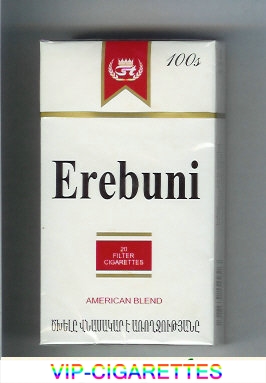 Erebuni American Blend white and red 100s cigarettes hard box