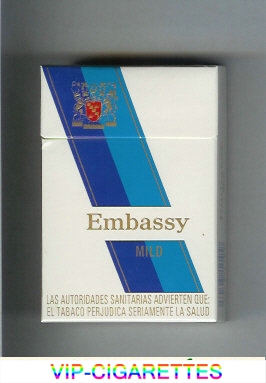 Embassy Mild on blue cigarettes hard box