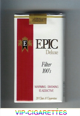 Epic Deluxe Filter 100s white cigarettes soft box