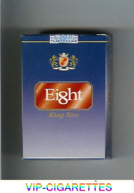 Eight blue and red cigarettes hard box