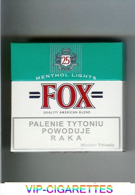 Fox Menthol Lights 25s Quality American Blend cigarettes hard box