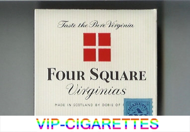 Four Square Virginias white and red cigarettes wide flat hard box