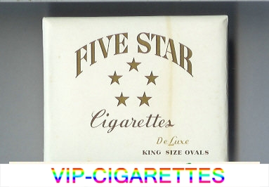 Five Star De Luxe cigarettes wide flat hard box