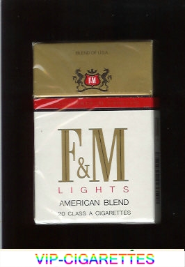 F&M F and M Lights American Blend cigarettes hard box