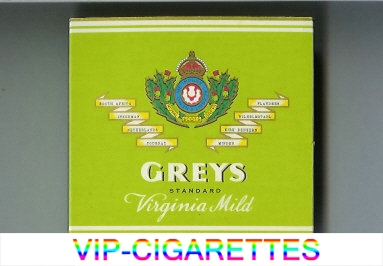 Greys Standard Virginia Mild Cigarettes wide flat hard box