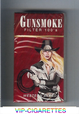 Gunsmoke Western Blend Filter with cowgirl brown 100s cigarettes hard box