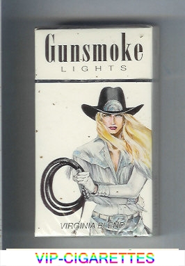 Gunsmoke Verginia Blend Lights with cowgirl white 100s cigarettes hard box