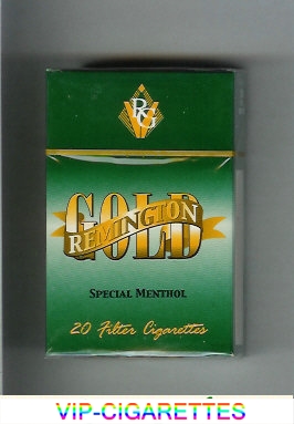 Gold Remington Special Menthol green cigarettes hard box