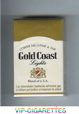 Gold Coast Lights Lower Nicotine and Tar Blend of U.S.A. cigarettes hard box