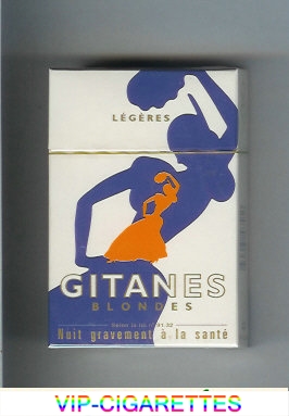 Gitanes Blondes Legeres white and blue and orange cigarettes hard box