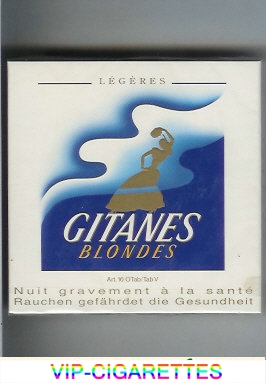 Gitanes Blondes Legeres white and blue cigarettes wide flat hard box