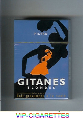 Gitanes Blondes Filtre blue and black and orange cigarettes hard box