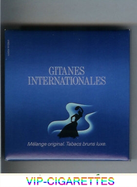 Gitanes Internationales blue cigarettes wide flat hard box