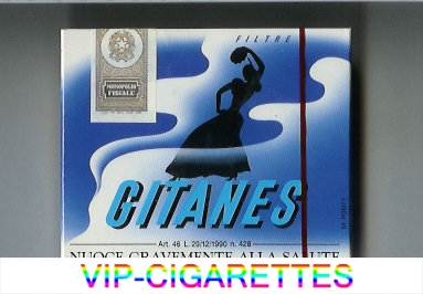 Gitanes Filtre white and blue cigarettes wide flat hard box