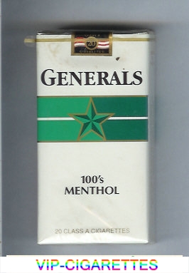 Generals 100s Menthol cigarettes soft box