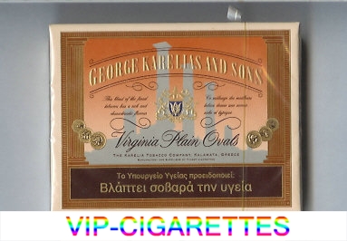 George Karelias And Sons Virginia Plain Ovals cigarettes wide flat hard box