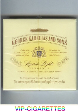 George Karelias And Sons Superior Lights Virginia cigarettes wide flat hard box