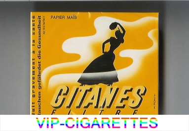 Gitanes Filtre yellow and black cigarettes wide flat hard box