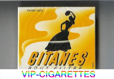 Gitanes Bout Filtre yellow and black cigarettes wide flat hard box