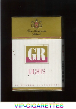 GR Fine American Tobaccos Lights white and gold cigarettes hard box