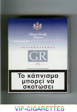 GR Selected Quality Tobaccos International 25s white and blue cigarettes hard box
