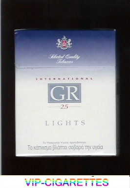 GR Selected Quality Tobaccos International 25s Lights white and blue cigarettes hard box