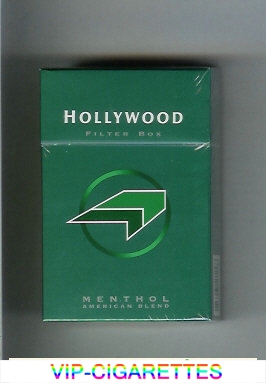 Hollywood Filter Box Menthol American Blend green and light green and black cigarettes hard box