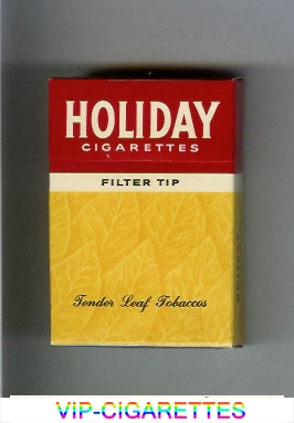 Holiday cigarettes Filter Tip Tender Leaf Tobaccos yellow and red hard box