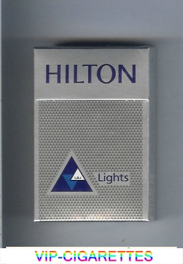 Hilton Lights silver with triangle cigarettes hard box