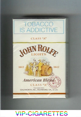 John Rolfe Lights American Blend cigarettes hard box