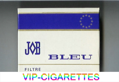 JOB Bleu Filtre white and blue cigarettes wide flat hard box