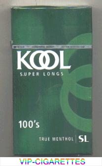 Kool Super Longs 100s True Menthol cigarettes hard box