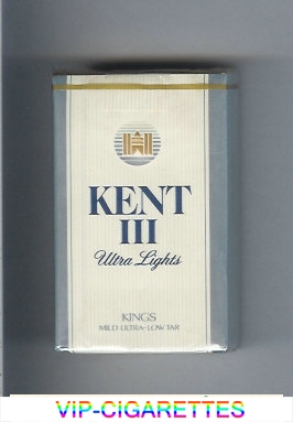 Kent III Ultra Lights Kings Mild Ultra-Low Tar cigarettes soft box