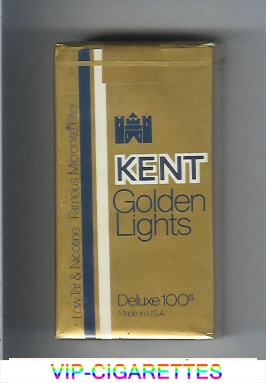 Kent Golden Lights Deluxe 100s Famous Micronite Filter cigarettes soft box