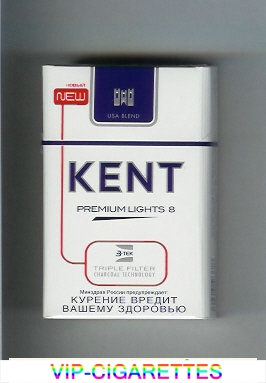 Kent USA Blend Premium Lights 8 Triple Filter cigarettes hard box